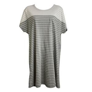 UpWest Women’s Gray Striped Shirt Dress Size L Lounge‎ Chic Minimalist Scandi